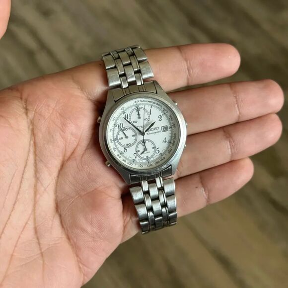 SEIKO Chronograph 7T32 -7C60 QUARTZ ALARM WATCH 38mm Arabic Numbers